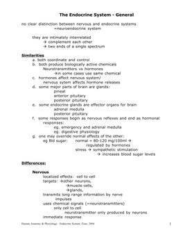 The Endocrine System - General