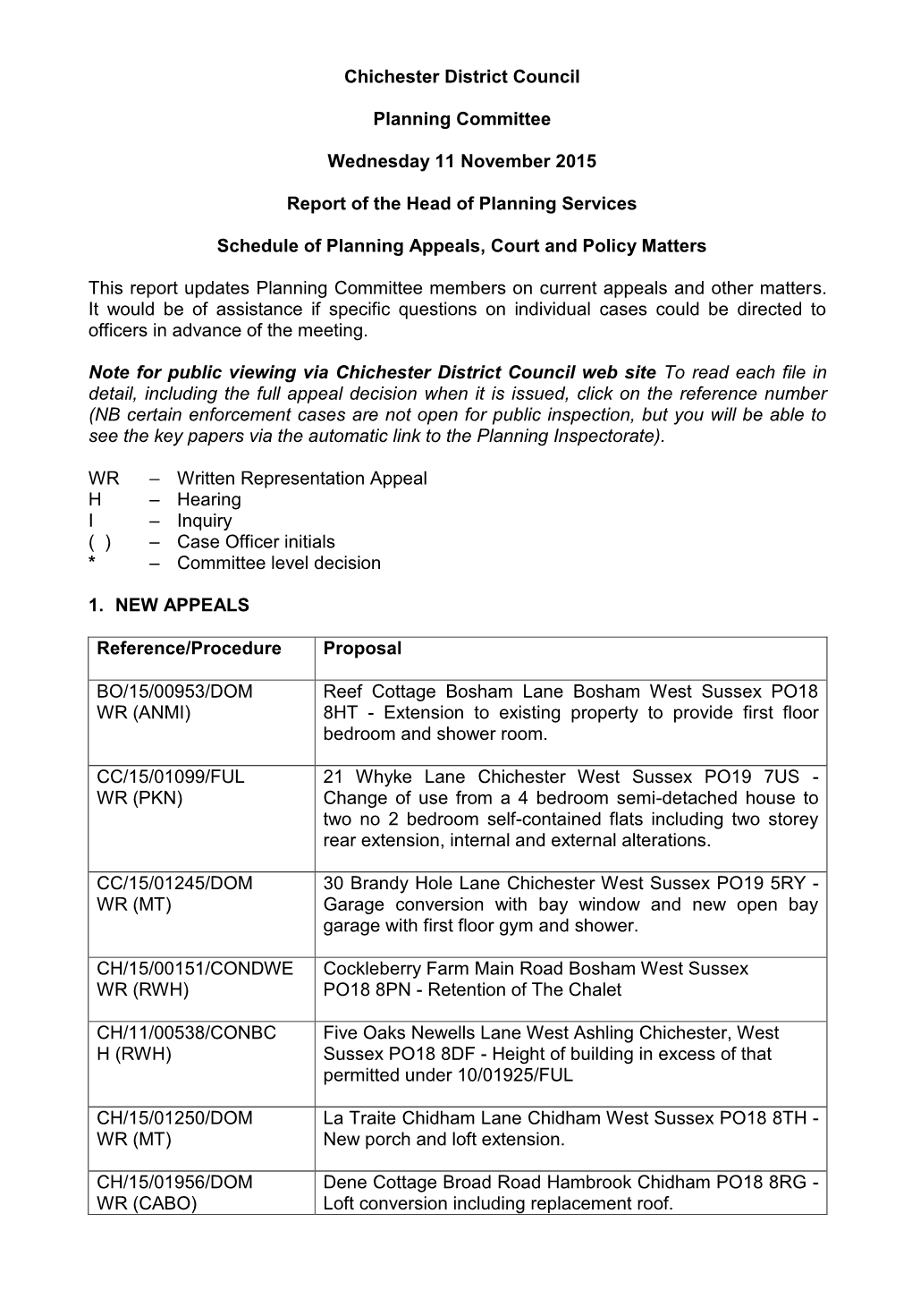 Chichester District Council Planning Committee Wednesday 11