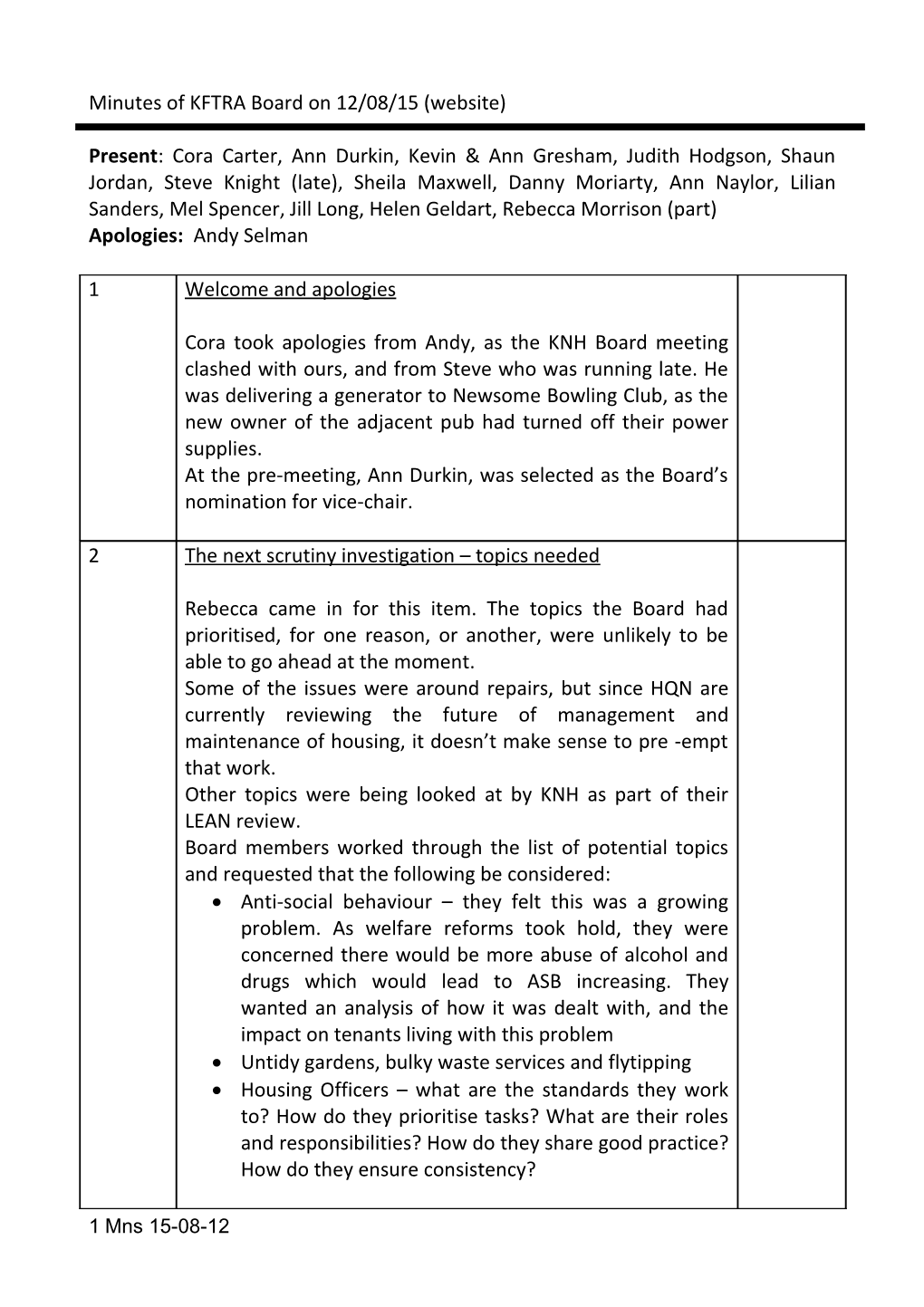 Agenda for a Meeting of the KFTRA Executive Committee on 1/3/04