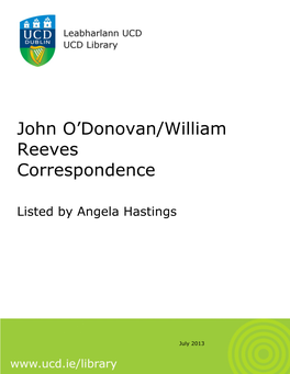 John O'donovan/William Reeves Correspondence