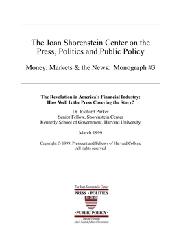 The Joan Shorenstein Center on the Press, Politics and Public Policy