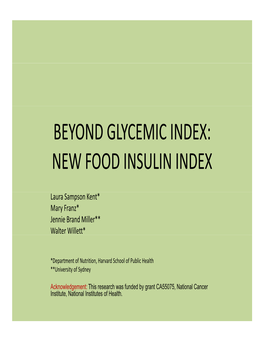 Beyond Glycemic Index: New Food Insulin Index