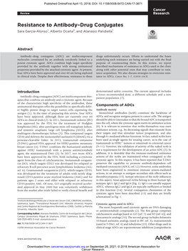 Resistance to Antibody–Drug Conjugates Sara García-Alonso1, Alberto Ocana~ 2, and Atanasio Pandiella1