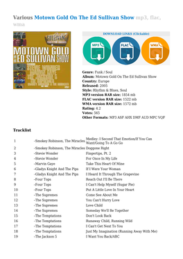 Various Motown Gold on the Ed Sullivan Show Mp3, Flac, Wma