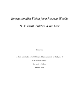 Internationalist Vision for a Postwar World