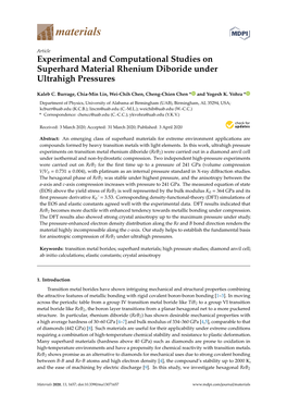 Experimental and Computational Studies on Superhard Material Rhenium Diboride Under Ultrahigh Pressures
