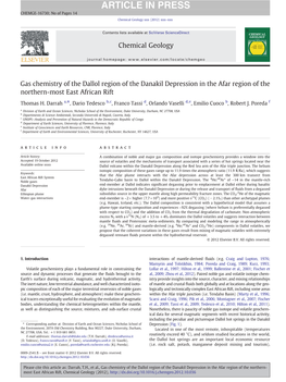 Gas Chemistry of the Dallol Region of the Danakil Depression in the Afar Region of the Northern-Most East African Rift
