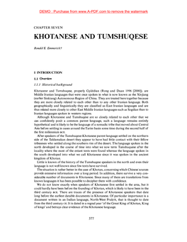 Saka; Khotanese and Tumshuqese (Emmerick).Pdf
