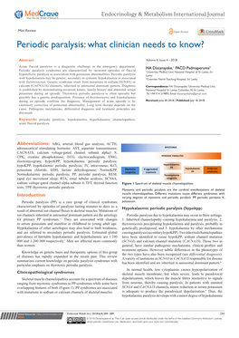 Periodic Paralysis: What Clinician Needs to Know?