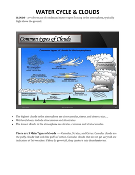 Water Cycle & Clouds