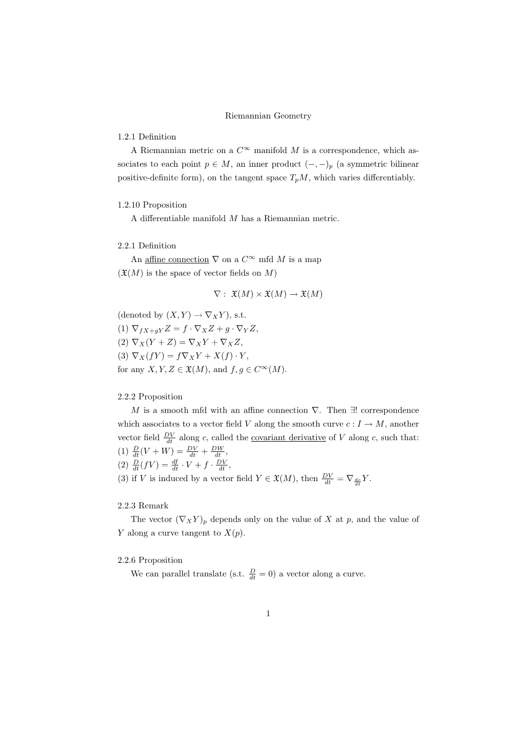 Riemannian Geometry