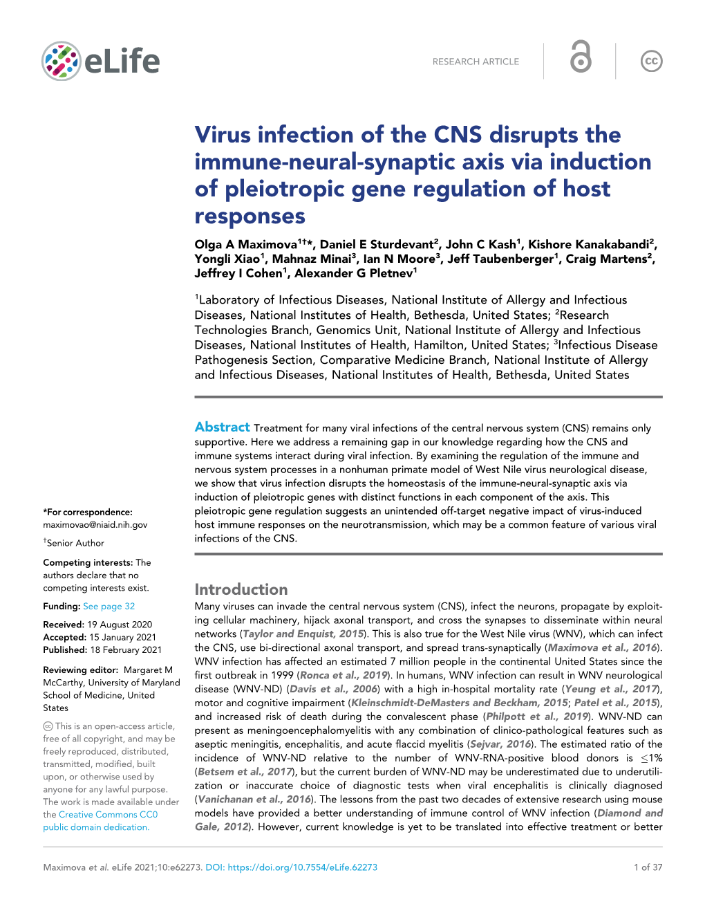 Virus Infection of the CNS Disrupts the Immune-Neural-Synaptic Axis Via