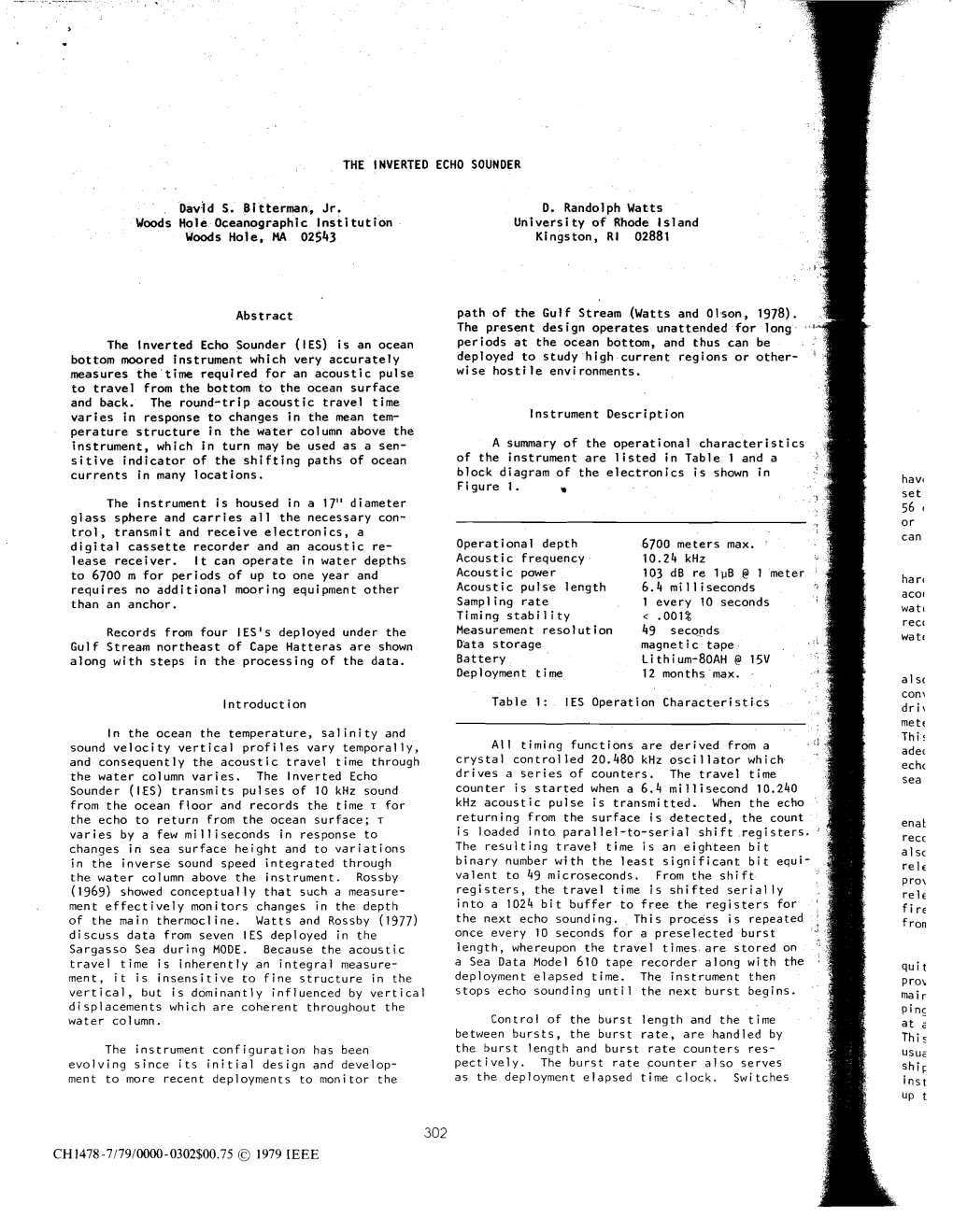 THE INVERTED ECHO SOUNDER Dav·Id S.8Itterman, Jr