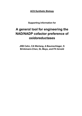 A General Tool for Engineering the NAD/NADP Cofactor Preference of Oxidoreductases