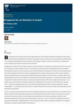 Prospects for an Election in Israel: an Early Look | the Washington Institute