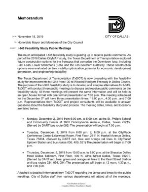 I-345 Feasibility Study Public Meetings