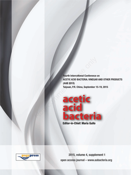 ACETIC ACID BACTERIA.Use VINEGAR and OTHER PRODUCTS (AAB 2015) Taiyuan, P.R