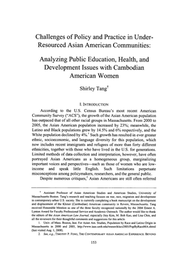 Challenges of Policy and Practice in Under-Resourced Asian American