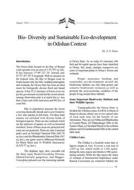 Bio- Diversity and Sustainable Eco-Development in Odishan Context