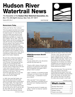 Hudson River Watertrail News the Newsletter of the Hudson River Watertrail Association, Inc