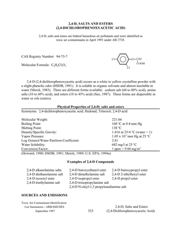 1997-11-10 2,4 Salts and Esters As Federal Hazardous Air Pollutant