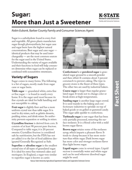 Sugar: More Than Just a Sweetener Family and Consumer Sciences