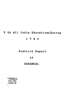 V Th All India Educatiomtsurvey District Report of UARANGAL