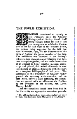 The Foulis Exhibition