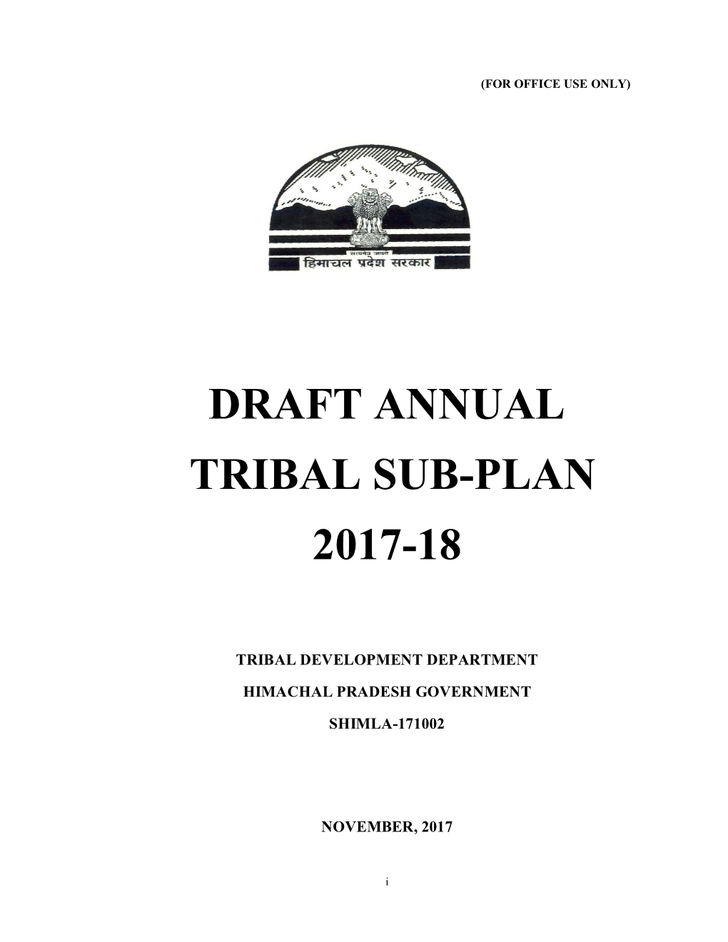 Draft Annual Tribal Sub-Plan 2017-18