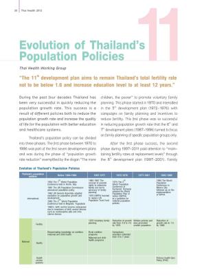 Evolution of Thailand's Population Policies