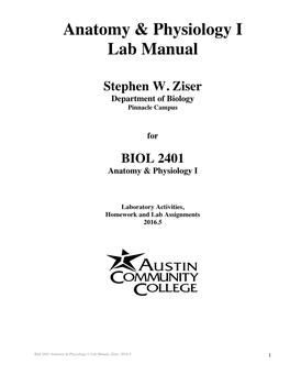 Anatomy & Physiology I Lab Manual
