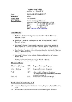 CURRICULUM VITAE (Updated on 5 March 2018)
