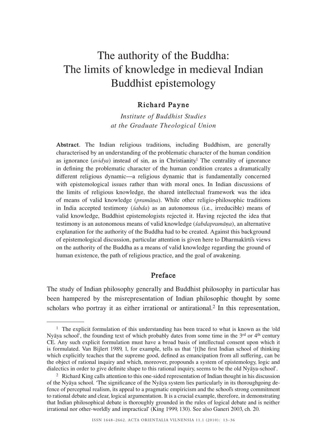 The Authority of the Buddha: the Limits of Knowledge in Medieval Indian Buddhist Epistemology