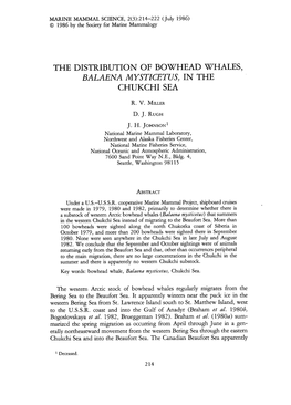 The Distribution of Bowhead Whales, Balaena Mysticetus, in the Chukchi Sea