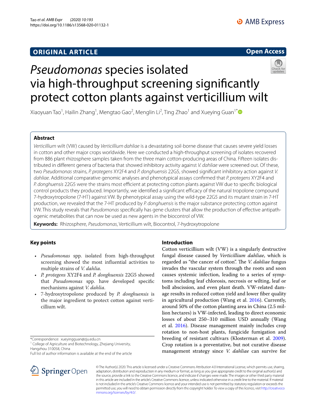 Pseudomonas Species Isolated Via High-Throughput Screening