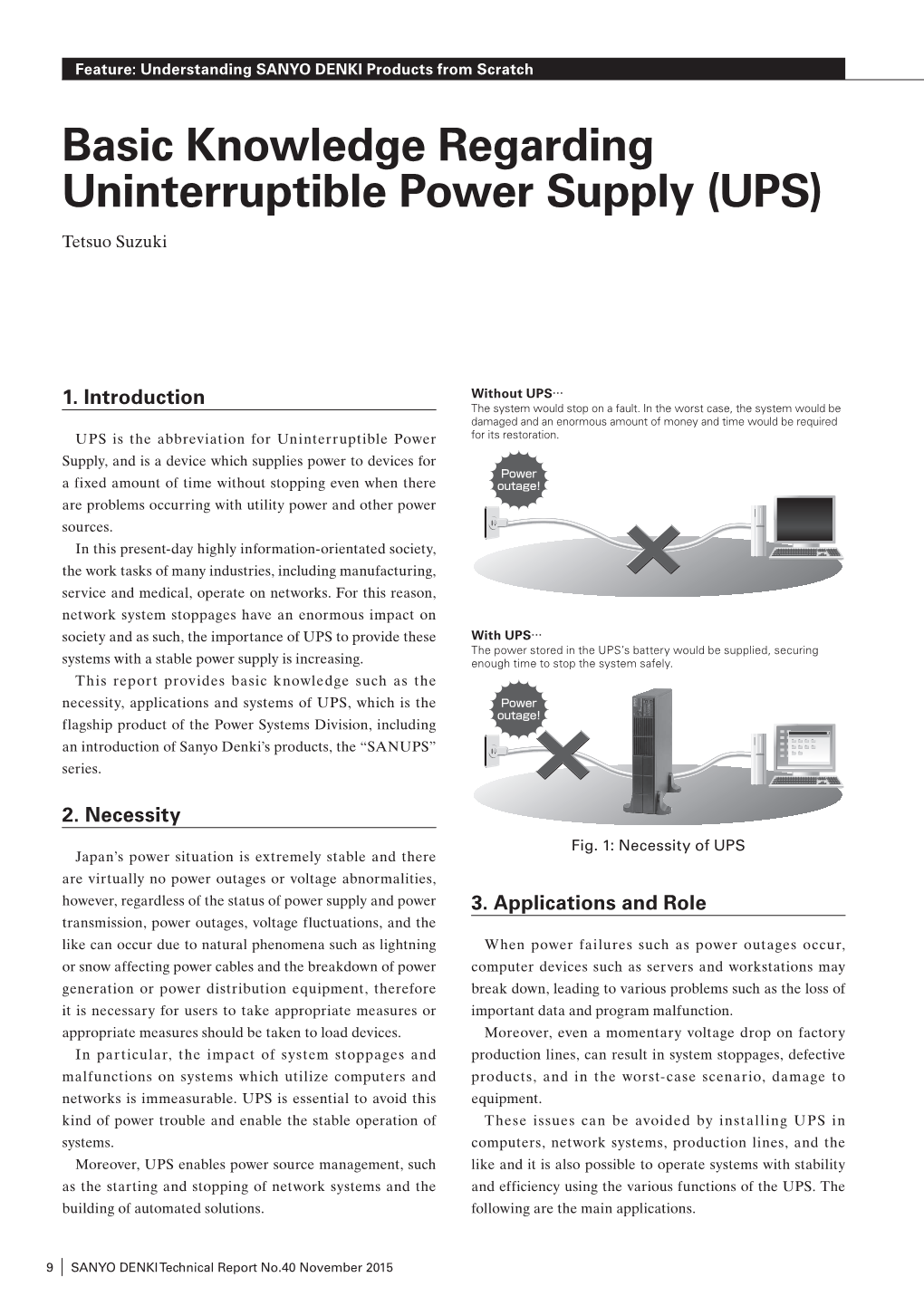 Basic Knowledge Regarding Uninterruptible Power Supply (UPS) Tetsuo Suzuki