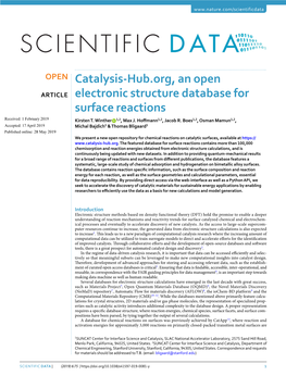 Catalysis-Hub.Org, an Open Electronic Structure Database for Surface