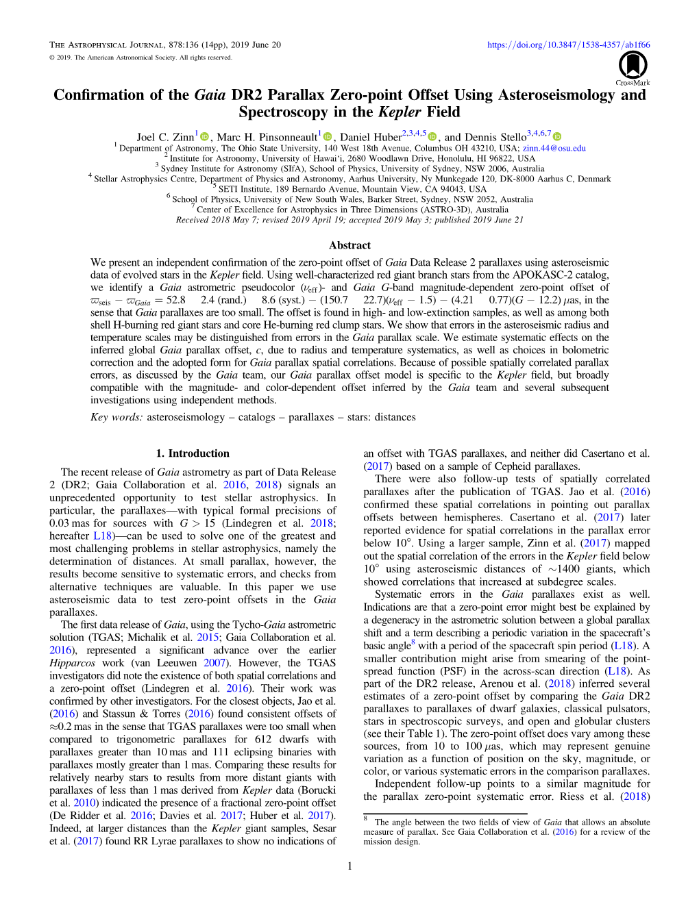 Confirmation of the Gaia DR2 Parallax Zero-Point Offset Using