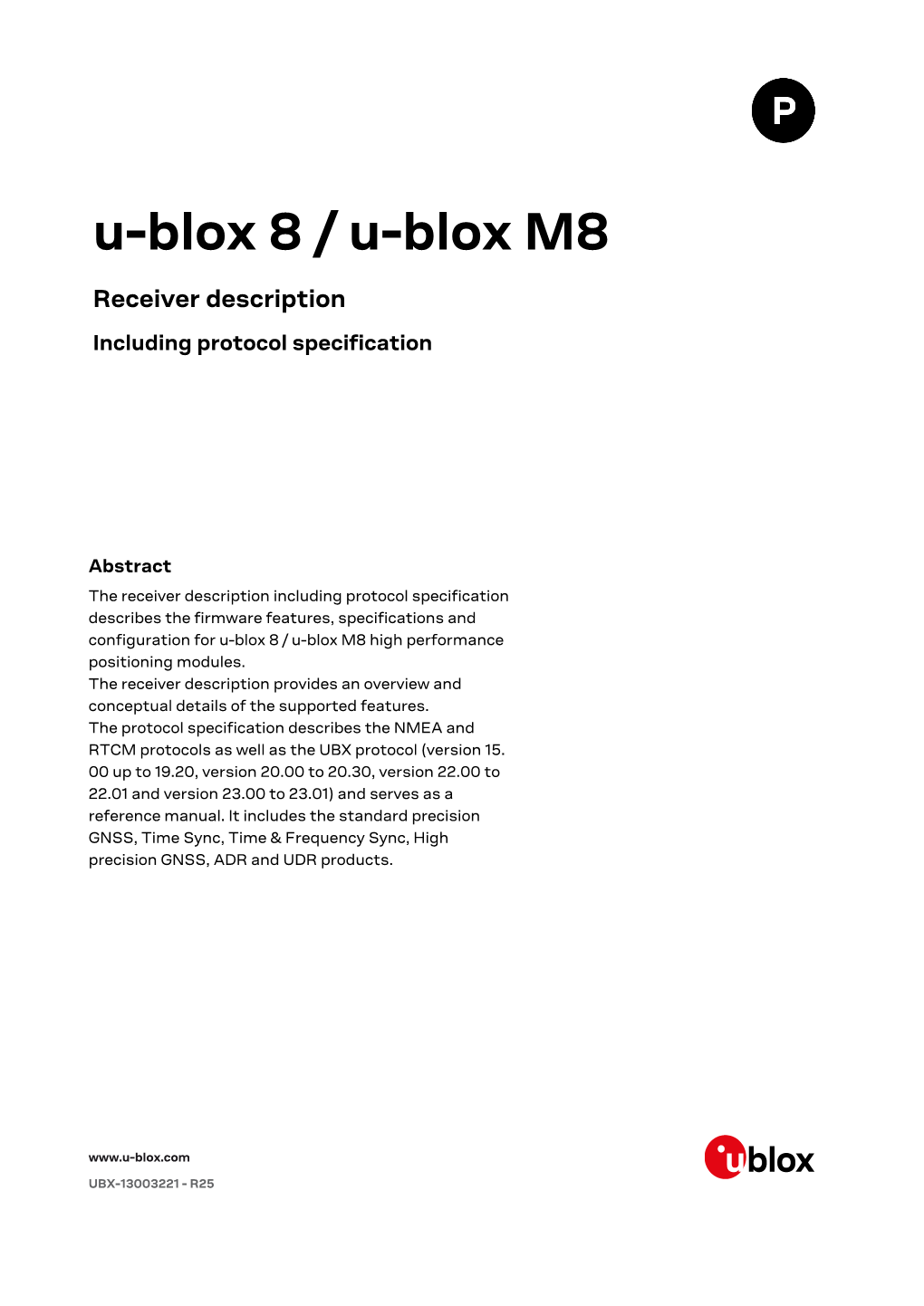 U-Blox 8 / U-Blox M8 Receiver Description - Manual