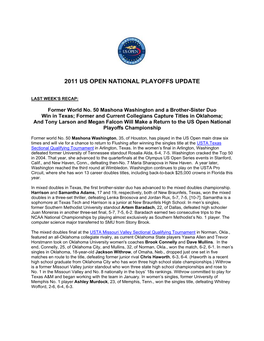 2011 Us Open National Playoffs Update