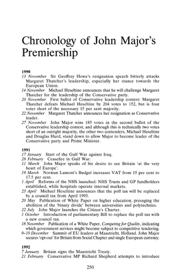 Chronology of John Major's Premiership