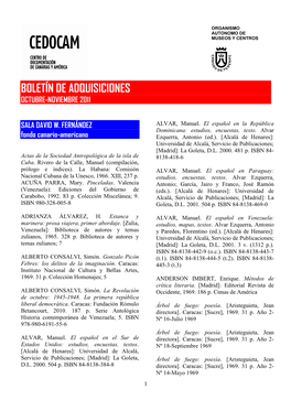 Boletín De Adquisiciones Octubre-Noviembre 2011