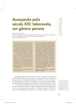 CRÍTICA Avançando Pelo Século XXI: Telenovela, Um Gênero Perene