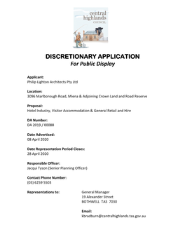 DISCRETIONARY APPLICATION for Public Display