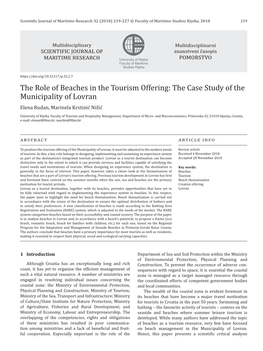 The Role of Beaches in the Tourism Offering: the Case Study of The