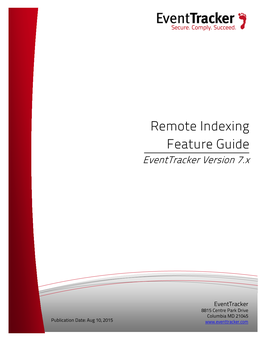 Remote Indexing Feature Guide Eventtracker Version 7.X