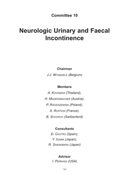 Neurologic Urinary and Faecal Incontinence