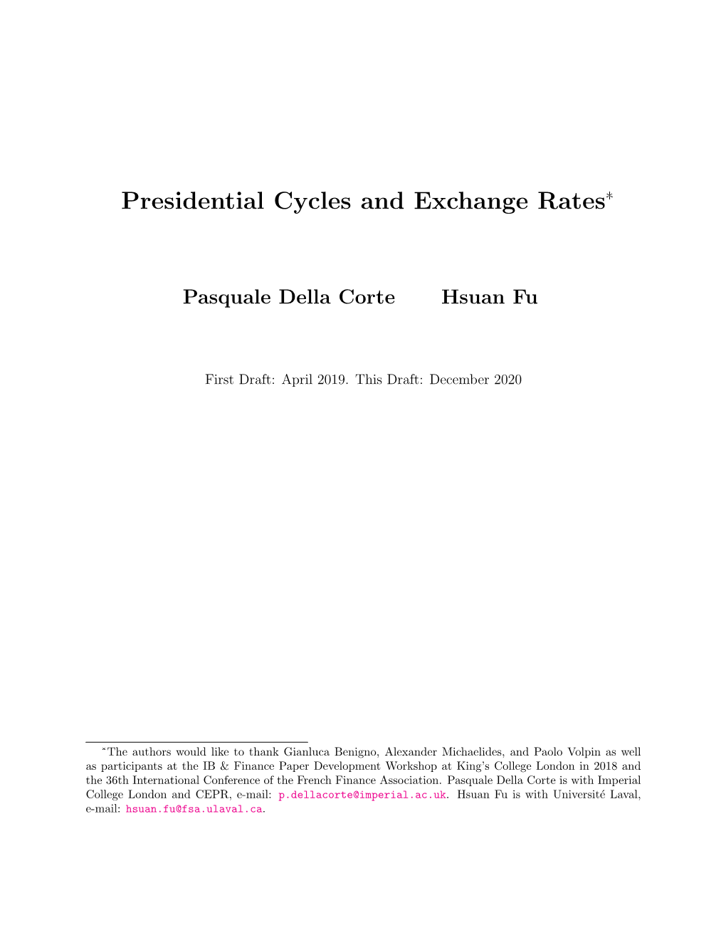 Presidential Cycles and Exchange Rates*