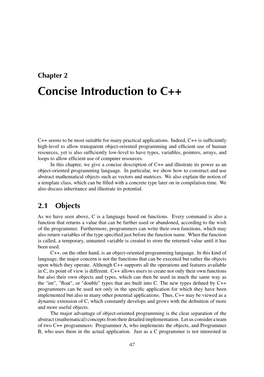 Concise Introduction to C++