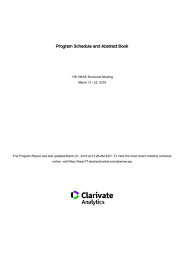 Program Schedule and Abstract Book